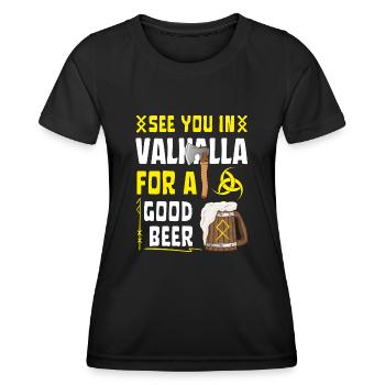 Wir sehen uns in Valhalla Gutes Bier - Frauen Funktions-T-Shirt - Schwarz - Vorne - AI Model Female 172 light (172cm)