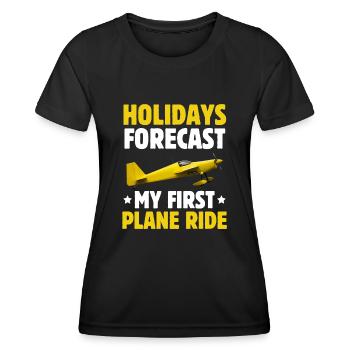 Urlaub Vorhersage Meine erste Flugreise - Frauen Funktions-T-Shirt - Schwarz - Vorne - AI Model Female 172 light (172cm)