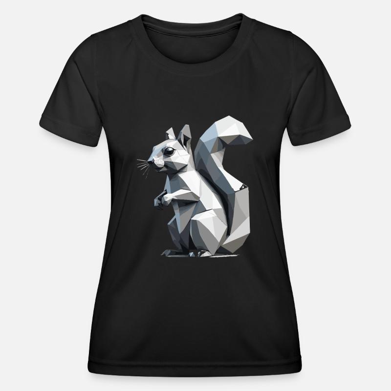 Écureuil - Mignon design de polygone bas - T-shirt sport Femme - noir