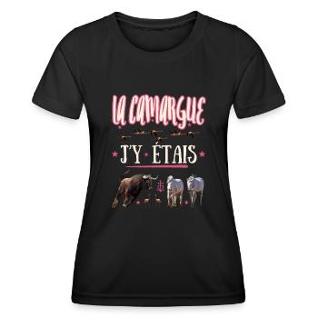LA CAMARGUE J'Y ETAIS - T-shirt sport Femme - noir - Devant - AI Model Female 172 light (172cm)