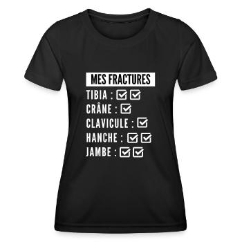 Liste des mes fractures - T-shirt sport Femme - noir - Devant - AI Model Female 172 light (172cm)