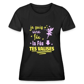 je suis une fée la fée tes VALISES - T-shirt sport Femme - noir - Devant - AI Model Female 172 light (172cm)