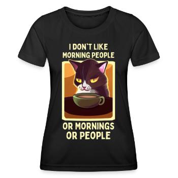Kaffee Katze lustiger Spruch Müde Katze Kaffee - Frauen Funktions-T-Shirt - Schwarz - Vorne - AI Model Female 172 light (172cm)