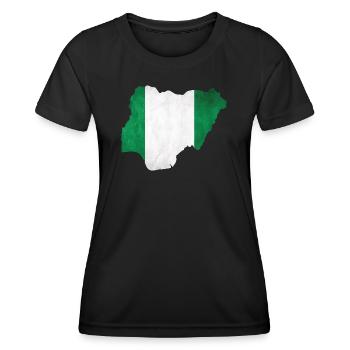 Nigeria - Frontière nationale dans le drapeau national - T-shirt sport Femme - noir - Devant - AI Model Female 172 light (172cm)
