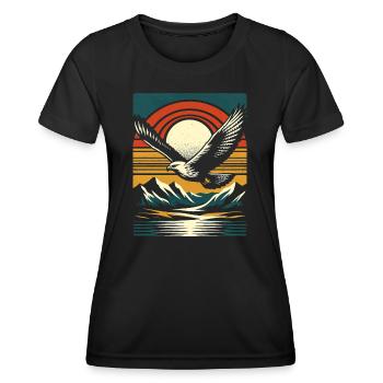 Fauconnerie Vintage rétro - Idées cadeaux volantes - T-shirt sport Femme - noir - Devant - AI Model Female 172 light (172cm)