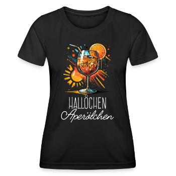 Hallöchen Aperölchen Cocktail Sommerparty Shirt - Frauen Funktions-T-Shirt - Schwarz - Vorne - AI Model Female 172 light (172cm)