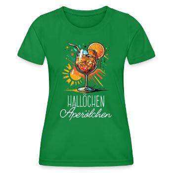 Hallöchen Aperölchen Cocktail Sommerparty Shirt - Frauen Funktions-T-Shirt - Kelly Green - Vorne - AI Model Female 172 dark (172cm)