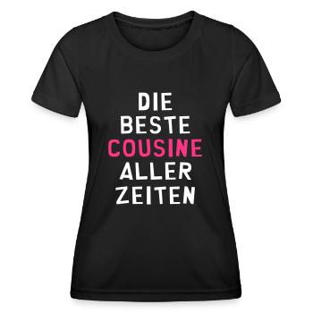 Cousin / Cousine / Vetter / Bruder / Tante / Onkel - Frauen Funktions-T-Shirt - Schwarz - Vorne - AI Model Female 172 light (172cm)