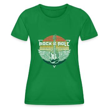 Vintage Rock & Roll Gitarre – Retro Vibes Musik - Frauen Funktions-T-Shirt - Kelly Green - Vorne - AI Model Female 172 dark (172cm)