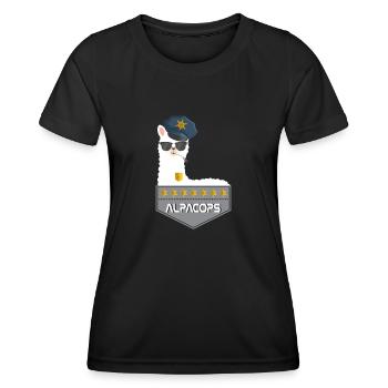 Alpaka Polizei Aplaca Cop Alpacops - Frauen Funktions-T-Shirt - Schwarz - Vorne - AI Model Female 172 light (172cm)