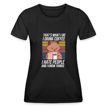 Cool Café Amateur Chat Blague Matin Grouch - T-shirt sport Femme - noir - Devant - AI Model Female 172 light (172cm)