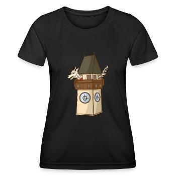 Panthère de Styrie à la tour de l’horloge de Graz – Styrie - T-shirt sport Femme - noir - Devant - AI Model Female 172 light (172cm)