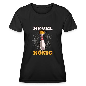 Kegel König Krone Für Die Meister Der Kegelbahn - Frauen Funktions-T-Shirt - Schwarz - Vorne - AI Model Female 172 light (172cm)