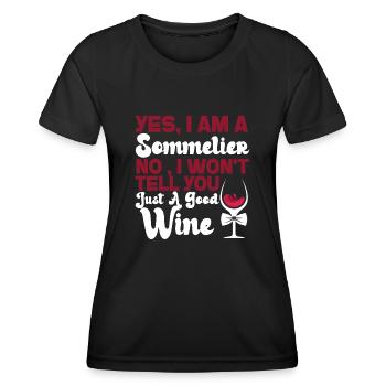 Dégustation de vin de sommelier - T-shirt sport Femme - noir - Devant - AI Model Female 172 light (172cm)