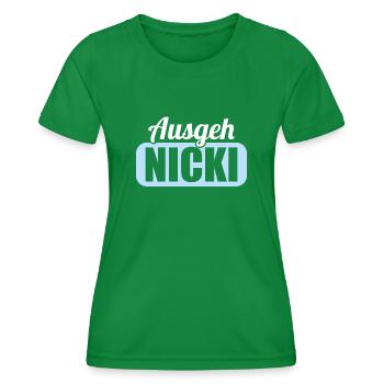 DDR Ostdeutschland Osten Ossi Ausgeh Nicki - Frauen Funktions-T-Shirt - Kelly Green - Vorne - AI Model Female 172 dark (172cm)