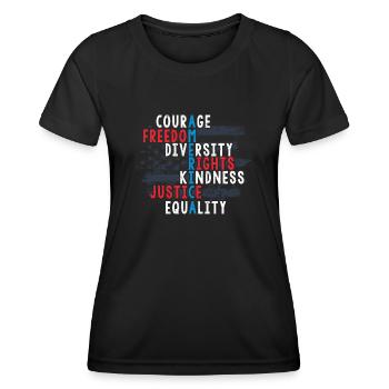 Patriotic American Citizen, Freedom - Women's Functional T-Shirt - black - Front - AI Model Female 172 light (172cm)