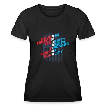 Patriotic American Citizen, Freedom - Women's Functional T-Shirt - black - Front - AI Model Female 172 light (172cm)