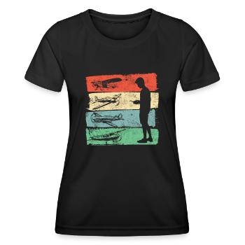 Modellflugzeug Flieger Flugzeug Pilot Modellflug - Frauen Funktions-T-Shirt - Schwarz - Vorne - AI Model Female 172 light (172cm)