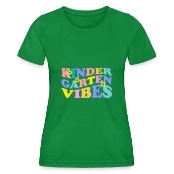 Groovy Hello Kindergarten Vibes Retro Teacher - Women's Functional T-Shirt - kelly green - Front - AI Model Female 172 dark (172cm)