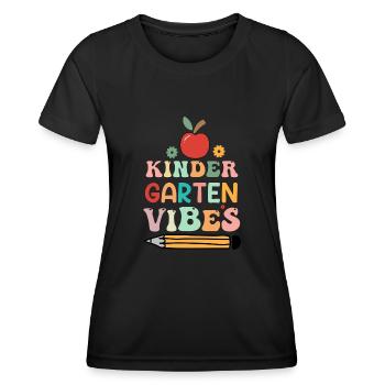 Groovy Hello Kindergarten Vibes Retro Teacher - Women's Functional T-Shirt - black - Front - AI Model Female 172 light (172cm)