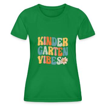 Groovy Hello Kindergarten Vibes Retro Teacher - Women's Functional T-Shirt - kelly green - Front - AI Model Female 172 dark (172cm)
