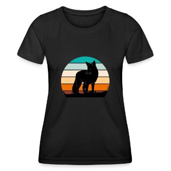 Vintage Fuchs Jäger Jagd - Frauen Funktions-T-Shirt - Schwarz - Vorne - AI Model Female 172 light (172cm)