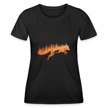 Fox Silhouette Fox Forest Hunter - T-shirt sport Femme - noir - Devant - AI Model Female 172 light (172cm)