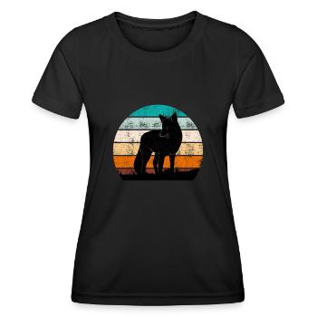 Vintage Fuchs Jäger Jagd - Frauen Funktions-T-Shirt - Schwarz - Vorne - AI Model Female 172 light (172cm)
