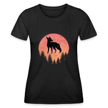 Natur Vollmond Fuchs Jäger - Frauen Funktions-T-Shirt - Schwarz - Vorne - AI Model Female 172 light (172cm)
