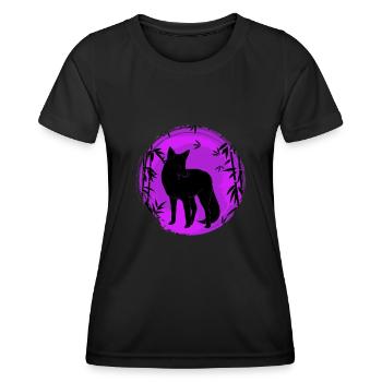 Kitesune japanischer Fuchs Fuchsjagd - Frauen Funktions-T-Shirt - Schwarz - Vorne - AI Model Female 172 light (172cm)