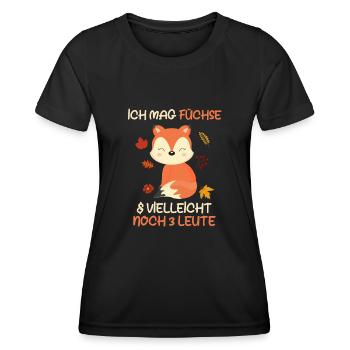 Ich mag Füchse und vielleicht 3 Leute - Frauen Funktions-T-Shirt - Schwarz - Vorne - AI Model Female 172 light (172cm)