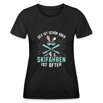 Skifahren Skifahren ist öfter Skiurlaub Skifahrer - Frauen Funktions-T-Shirt - Schwarz - Vorne - AI Model Female 172 light (172cm)