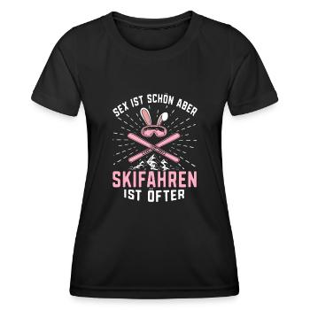 Skifahren Skifahren ist öfter Skiurlaub - Frauen Funktions-T-Shirt - Schwarz - Vorne - AI Model Female 172 light (172cm)