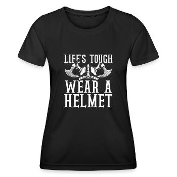Das Harte Leben Trägt Einen Helm - Frauen Funktions-T-Shirt - Schwarz - Vorne - AI Model Female 172 light (172cm)