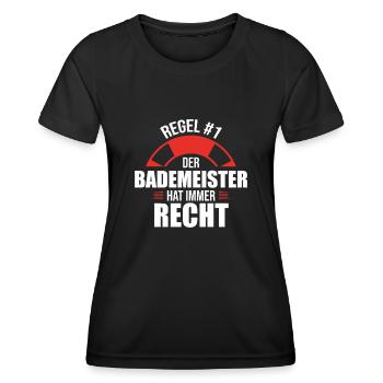 Bademeister Rettungsschwimmer Schwimmmeister - Frauen Funktions-T-Shirt - Schwarz - Vorne - AI Model Female 172 light (172cm)