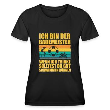 Bademeister Rettungsschwimmer Schwimmmeister - Frauen Funktions-T-Shirt - Schwarz - Vorne - AI Model Female 172 light (172cm)