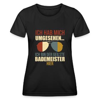 Bademeister Rettungsschwimmer Schwimmmeister - Frauen Funktions-T-Shirt - Schwarz - Vorne - AI Model Female 172 light (172cm)