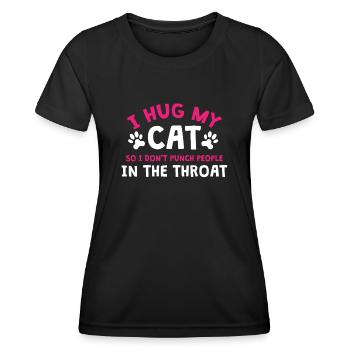 Ich Umarme Meine Katze, Damit Ich Keine Leute - Frauen Funktions-T-Shirt - Schwarz - Vorne - AI Model Female 172 light (172cm)