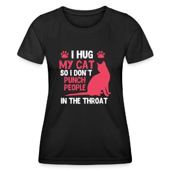Ich Umarme Meine Katze, Damit Ich Keine Leute - Frauen Funktions-T-Shirt - Schwarz - Vorne - AI Model Female 172 light (172cm)