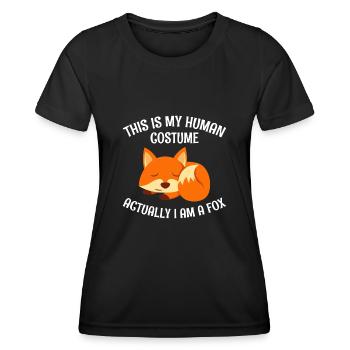 Das ist mein Menschen Kostüm ich bin ein Fuchs - Frauen Funktions-T-Shirt - Schwarz - Vorne - AI Model Female 172 light (172cm)