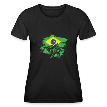 Professeur de Capoeira, Drapeau Brésilien Capoeira - T-shirt sport Femme - noir - Devant - AI Model Female 172 light (172cm)