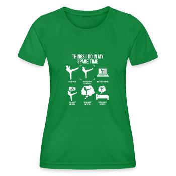 Things I Do In My Spare Time, Capoeira Teacher - Women's Functional T-Shirt - kelly green - Front - AI Model Female 172 dark (172cm)
