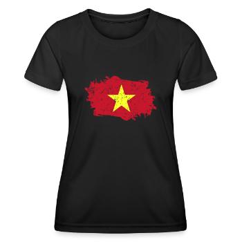 Drapeau du Vietnam Grunge Drapeau du Vietnam - T-shirt sport Femme - noir - Devant - AI Model Female 172 light (172cm)