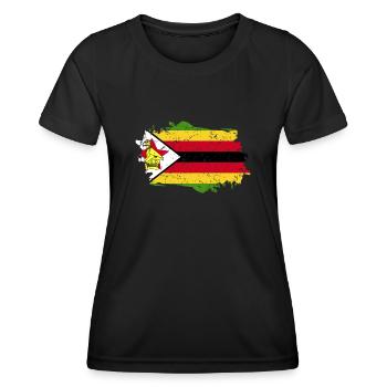 Zimbabwe Flag Grunge Zimbabwe Flag - T-shirt sport Femme - noir - Devant - AI Model Female 172 light (172cm)