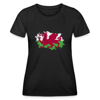 Wales Flag Grunge Wales Flag - Women's Functional T-Shirt - black - Front - AI Model Female 172 light (172cm)