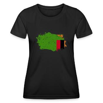 Zambia Flag Grunge Zambia Flag - Women's Functional T-Shirt - black - Front - AI Model Female 172 light (172cm)