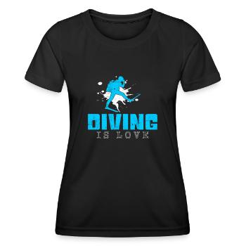 Dicton de plongée - T-shirt sport Femme - noir - Devant - AI Model Female 172 light (172cm)