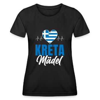 Kreta Mädel Griechenland Urlaub Herzschlag - Frauen Funktions-T-Shirt - Schwarz - Vorne - AI Model Female 172 light (172cm)