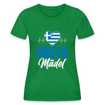 Kreta Mädel Griechenland Urlaub Herzschlag - Frauen Funktions-T-Shirt - Kelly Green - Vorne - AI Model Female 172 dark (172cm)