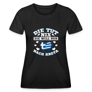 Kreta die tut nix Griechenland Urlaub - Frauen Funktions-T-Shirt - Schwarz - Vorne - AI Model Female 172 light (172cm)